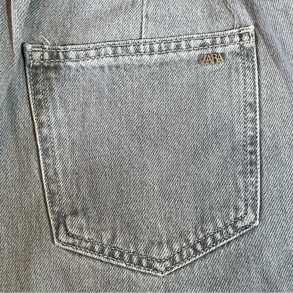 Zara Baggy Fit Paper Bag Carrot Leg Ankle Jeans Gathered Waist Gray Womens Sz 2 - Picture 4 of 10